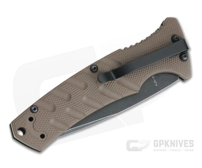 Boker Plus Strike Tanto Coyote Brown Auto Partially Serrated Black Stonewashed Blade 01BO425N - Image 2