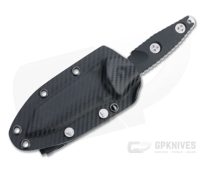 Microtech Socom Alpha Mini Tanto Full Serrated Stonewashed M390 Black G10 Fixed Blade 114M-12 - Image 2