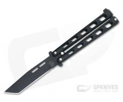 Bear and Son Cutlery 4.25" Black Tanto Point Butterfly Knife 115TANB