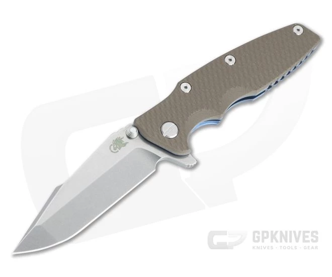 Hinderer Eklipse 3.5" Harpoon Spanto Stonewashed 20CV FDE G10 Blue Tri-Way Flipper 1187