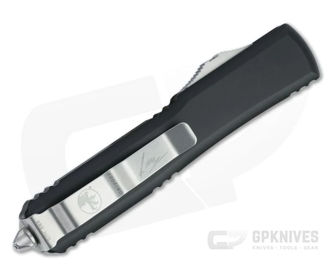 Microtech Ultratech Hellhound Signature Stonewashed Tanto Black OTF Automatic Knife 119-10S - Image 2