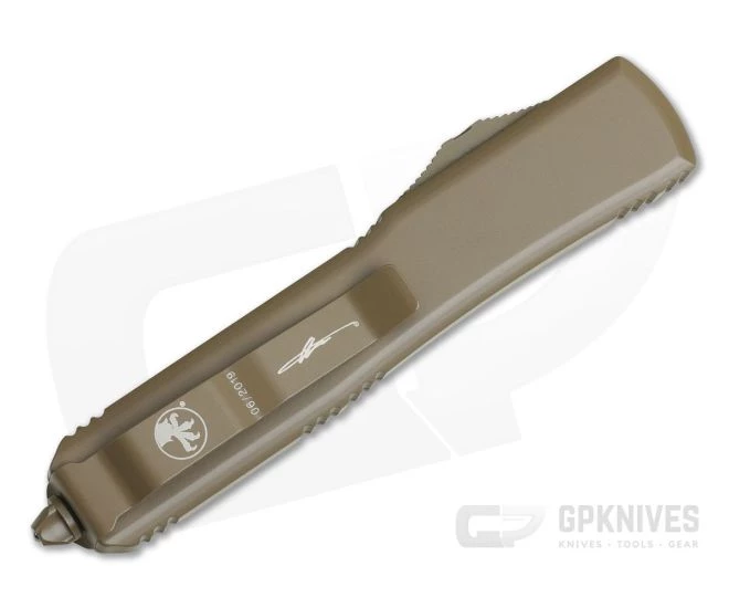 Microtech Ultratech Hellhound Tanto Two-Tone Cerakote Dark Earth OTF Automatic Knife 119-1CDE - Image 2