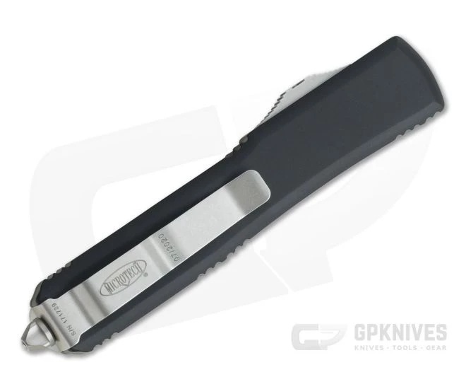 Microtech Ultratech T/E CC Stonewashed CTS-204P Part Serrated Tanto Black OTF Automatic Knife 123-11 - Image 2