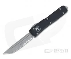 Microtech Ultratech Tanto Serrated Apocalyptic 204P Black OTF Automatic Knife 123-11AP