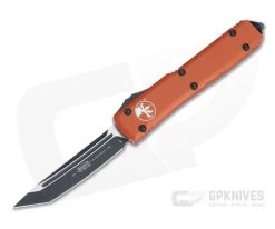 Microtech Ultratech Tanto Black M390 Orange OTF Automatic Knife 123-1OR