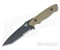 Benchmade 141SBKSN Nimravus Tanto Black Serrated 154CM Sand Aluminum Combat Fixed Blade