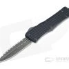 Microtech Combat Troodon Delta Signature Fluted DLC Full Serrated Double Edge Black Frag OTF Automatic Knife 142-3CT-DS