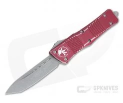 Microtech Combat Troodon Tanto Apocalyptic 204P Distressed Red OTF Automatic Knife 144-10DRD