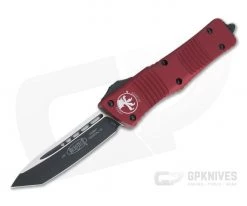 Microtech Combat Troodon Tanto Black 204P Red OTF Automatic Knife 144-1RD