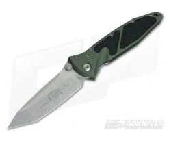 Microtech Socom Elite Tanto Manual Stonewash Plain M390 Green Aluminum 161-10OD