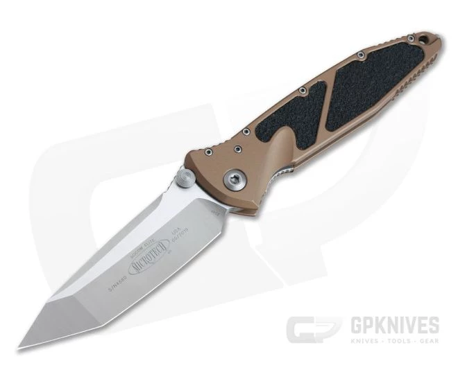 Microtech Socom Elite Tanto Manual Satin Plain CTS-204P Tan Aluminum 161-4TA