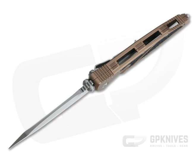 Microtech Socom Elite Tanto Manual Satin Plain CTS-204P Tan Aluminum 161-4TA - Image 3