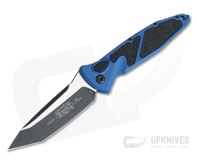 Microtech Socom Elite Automatic Tanto Blue Black Plain Edge CTS-204P 161A-1BL