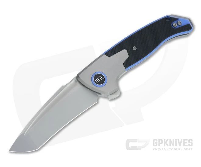 WE Knives x Elishewitz Press Check Tanto Bead Blast 20CV Blue/Black G10 Titanium Flipper WE20078A-2
