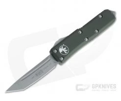 Microtech UTX-85 Tanto Apocalyptic M390 Plain Edge OD Green OTF Automatic Knife 233-10APOD