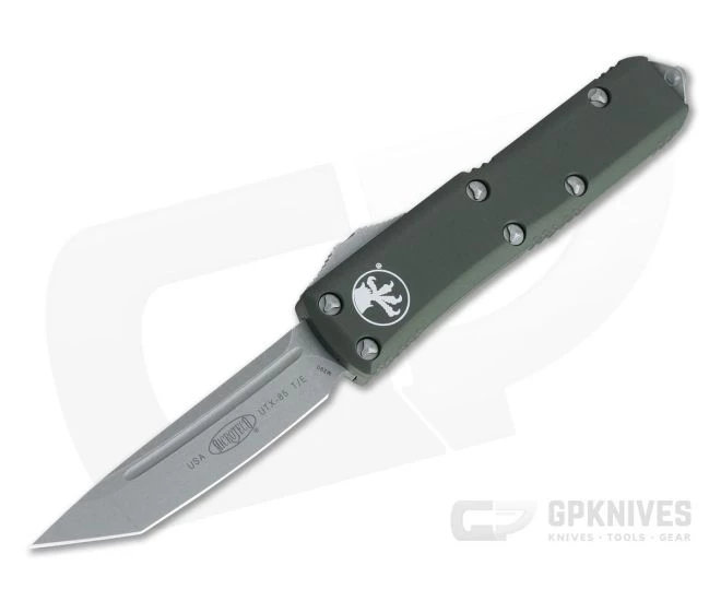 Microtech UTX-85 Tanto Apocalyptic M390 Plain Edge OD Green OTF Automatic Knife 233-10APOD
