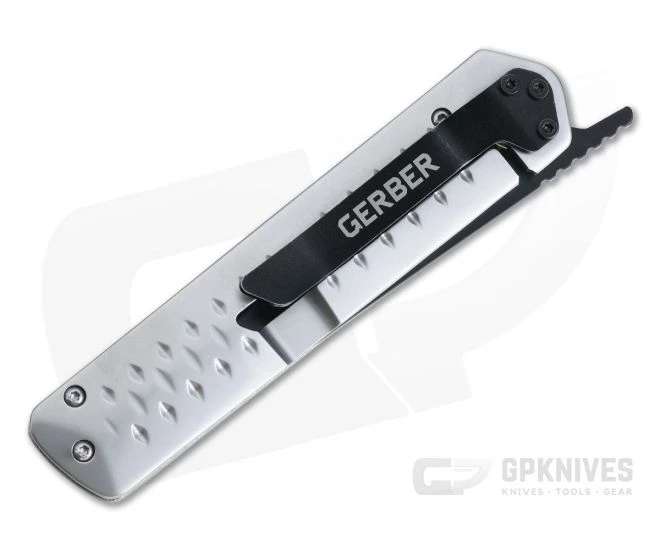 Gerber Ayako Silver Aluminum Black Oxide Tanto Frame Lock Folding Knife 30-001689 - Image 2