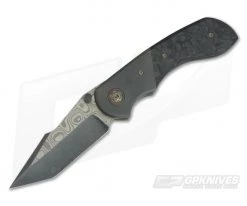 Steve Kelly Knives Custom Synergy 3V Damascus Bolstered Marbled Carbon Fiber