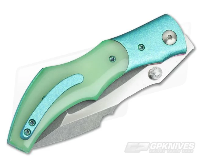 Alan Folts Curvo Folder Two-Tone CPM-154 Florentine Titanium Bolster Glow Kirinite - Image 2