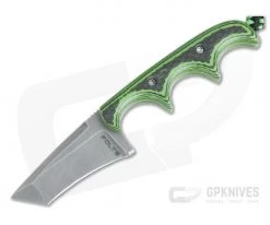 Alan Folts Custom Minimalist Tanto Neck Knife Tumbled CPM-154 Carbon Fiber & Green G10 Hybrid