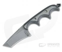 Alan Folts Custom Minimalist Tanto Neck Knife Tumbled CPM-154 Black & Gray G10