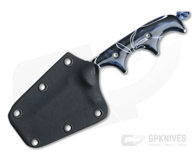 Alan Folts Custom Minimalist Tanto Neck Knife Polished Two-Tone CPM-154 Blue Kirinite Acrylic - Image 2