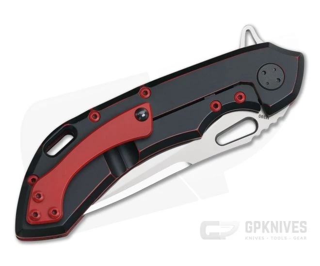 Olamic Cutlery Wayfarer Tanto 247T Black & Red GunKote Satin M390 Flipper - Image 2