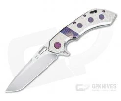 Olamic Cutlery Wayfarer One Off Tanto 247T Jeweled Titanium Dragonskin Inlays Satin M390 Flipper