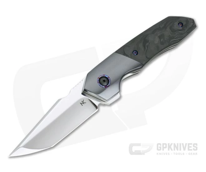 Chad Nell Custom Gent UDT Polished RWL34 Zirconium Bolsters Marbled Carbon Fiber Liner Lock Flipper