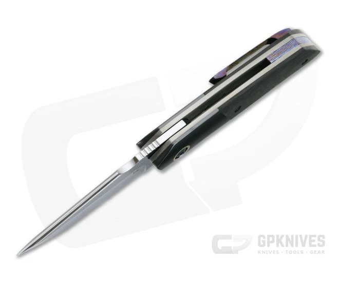 Chad Nell Custom Gent UDT Polished RWL34 Zirconium Bolsters Marbled Carbon Fiber Liner Lock Flipper - Image 3