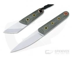 Sergey Rogovets Custom Green Micarta Kwaiken and Kiridashi Fixed Blade Knife Set 4253
