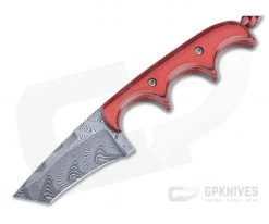 Alan Folts Minimalist Tanto Gaston Damascus Cherry Red/Black G10 Fixed Blade 4489