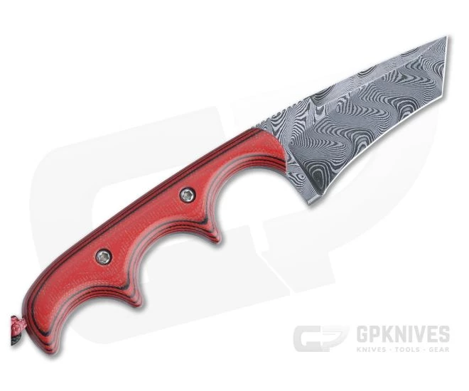 Alan Folts Minimalist Tanto Gaston Damascus Cherry Red/Black G10 Fixed Blade 4489 - Image 3