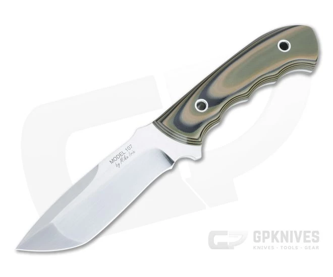 Mike Irie Model 107 Tanto Satin BG42 Camo G10 Tactical Fixed Blade 4518