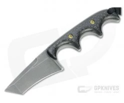Alan Folts Custom Minimalist Tanto Tumbled CPM-154 Carbon Fiber Fixed Blade Neck Knife 4645