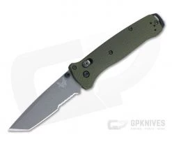 Benchmade Bailout Tanto Gray Cerakote Serrated M4 Green Aluminum Axis Lock 537SGY-1