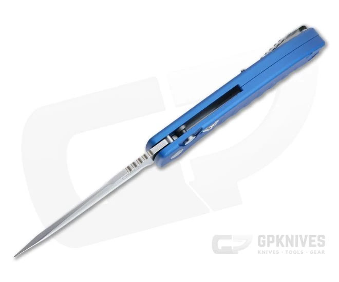 Hogue Ballista I Tanto Stonewashed 154CM Blue Aluminum Button Lock Automatic Folder 64123 - Image 3