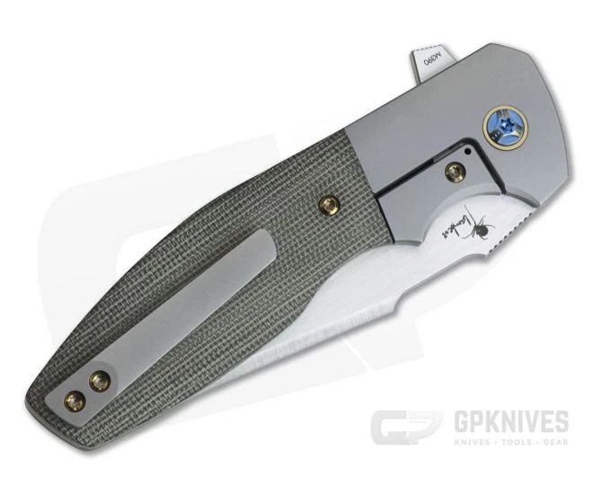 Reate Knives Augustus Kirby Lambert Design Green Canvas Micarta M390 Harpoon Tanto Flipper - Image 2