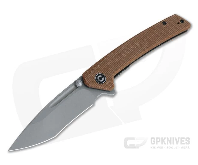 CIVIVI Keen Nadder Gray Stonewashed N690 Brown Micarta Liner Lock Flipper C2021B