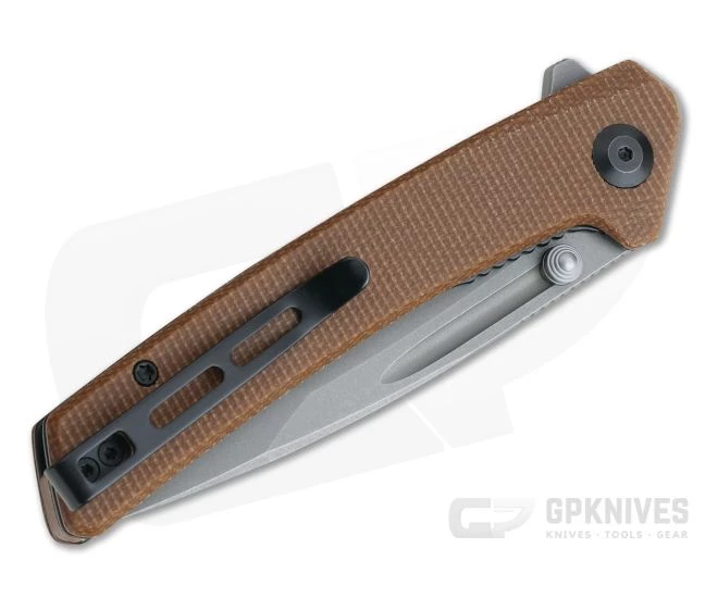 CIVIVI Keen Nadder Gray Stonewashed N690 Brown Micarta Liner Lock Flipper C2021B - Image 2