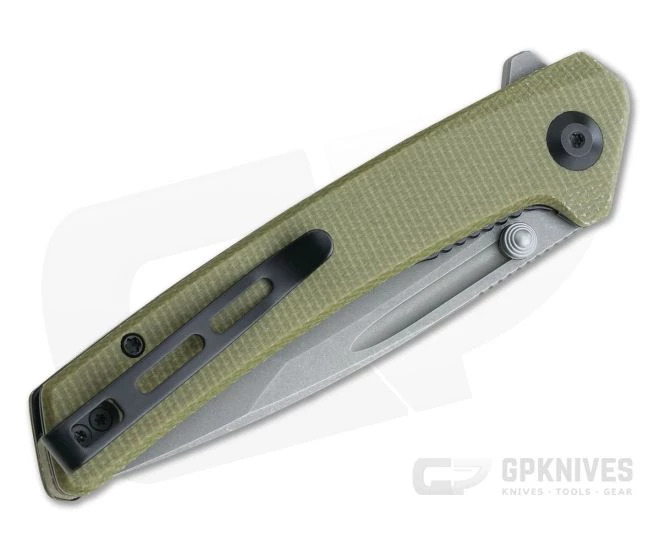 CIVIVI Keen Nadder Gray Stonewashed N690 Olive Micarta Liner Lock Flipper C2021C - Image 2