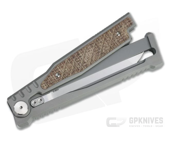 Reate EXO Exoskeleton Design Tanto Point Elmax Burlap Micarta Manual OTF Knife - Image 2