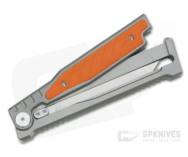 Reate EXO Exoskeleton Design Tanto Point Elmax Orange G10 Manual OTF Knife - Image 2