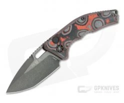 Heretic Knives Medusa Tanto Battle Worn DLC Elmax Orange Camo Carbon Fiber Automatic Knife H011-6A-ORCF