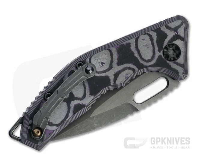 Heretic Knives Medusa Tanto Battle Worn DLC Elmax Purple Camo Carbon Fiber Automatic Knife H011-6A-PUCF - Image 2
