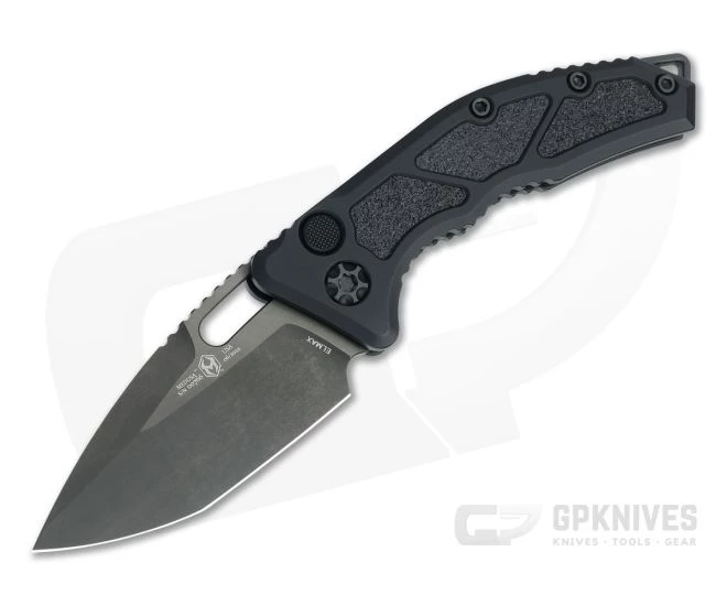 Heretic Knives Medusa Tanto Battle Worn DLC Elmax Tactical Black Aluminum Automatic Knife H011-6A-T