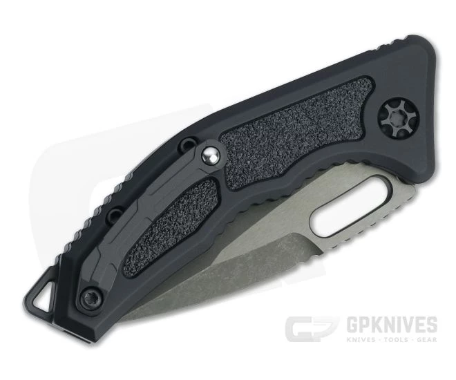 Heretic Knives Medusa Tanto Battle Worn DLC Elmax Tactical Black Aluminum Automatic Knife H011-6A-T - Image 2