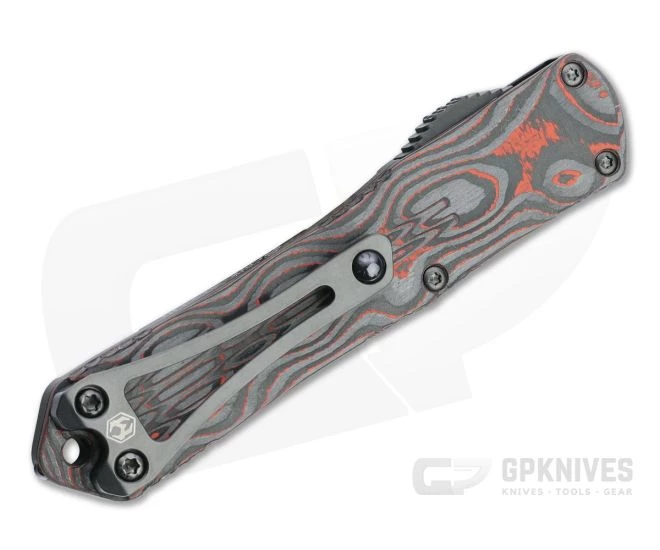 Heretic Knives Manticore-S Tanto DLC Elmax Orange Camo Carbon Fiber OTF Automatic H023-6A-ORCF - Image 3