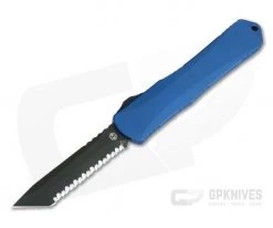 Heretic Knives Manticore-X Tanto Full Serrated Tumbled DLC Blue OTF Automatic H031-6C-BLUE