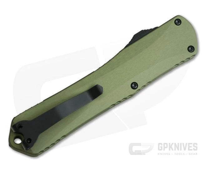 Heretic Knives Manticore-X Tanto Full Serrated Tumbled DLC Green OTF Automatic H031-6C-GREEN - Image 2